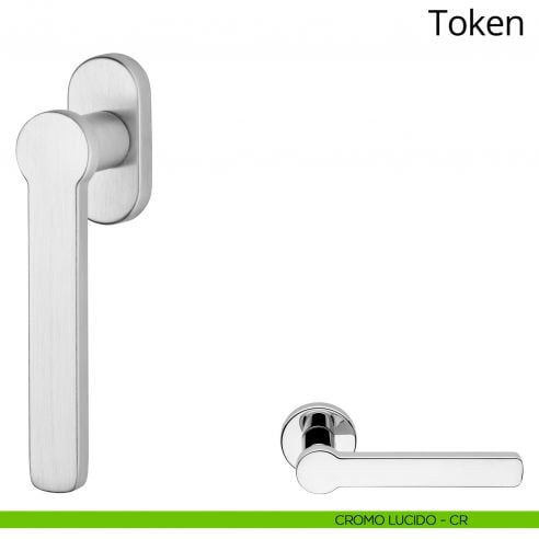 Maniglia per finestra martellina DK Token Zincral Linea Calì - cromo lucido