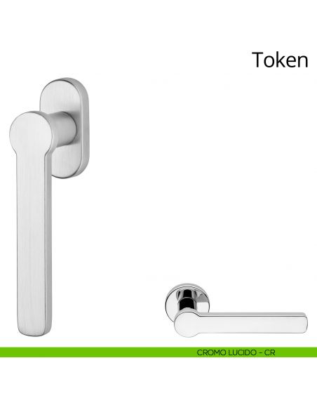Maniglia per finestra martellina DK Token Zincral Linea Calì - cromo lucido