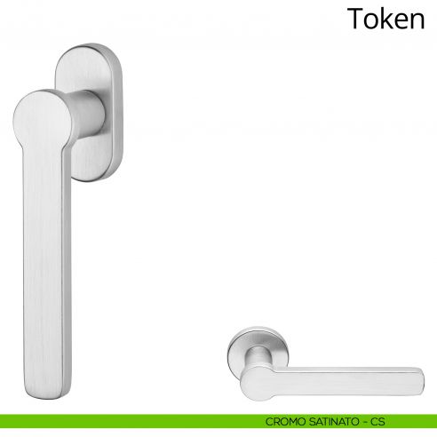 Maniglia per finestra martellina DK Token Zincral Linea Calì - cromo satinato