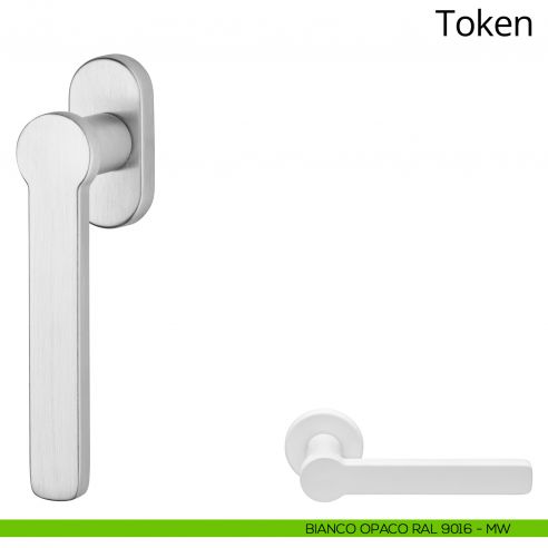 Maniglia per finestra martellina DK Token Zincral Linea Calì - bianco opaco RAL9016