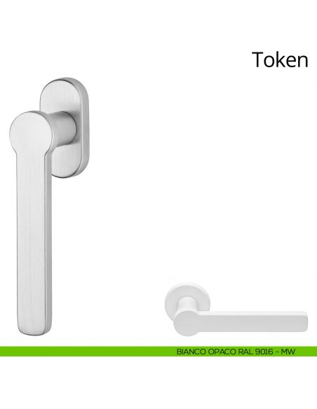 Maniglia per finestra martellina DK Token Zincral Linea Calì - bianco opaco RAL9016