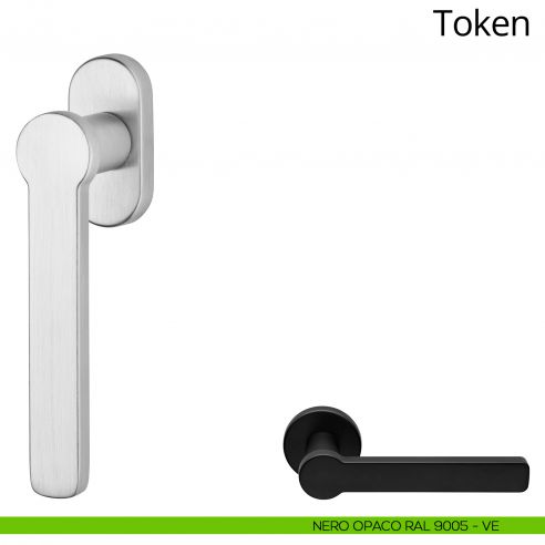 Maniglia per finestra martellina DK Token Zincral Linea Calì - nero opaco RAL9005