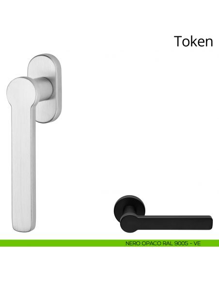Maniglia per finestra martellina DK Token Zincral Linea Calì - nero opaco RAL9005