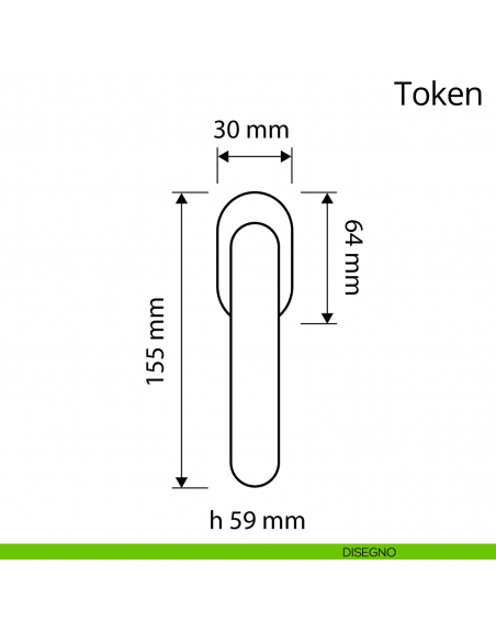 Maniglia per finestra martellina DK Token Zincral Linea Calì - disegno