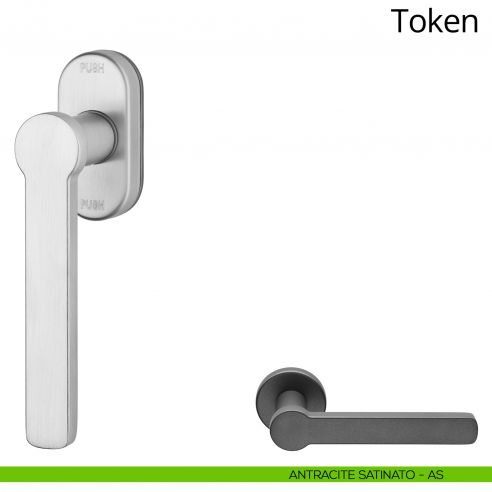 Maniglia per finestra martellina DK antintrusione Token Zincral Linea Calì - antracite satinato