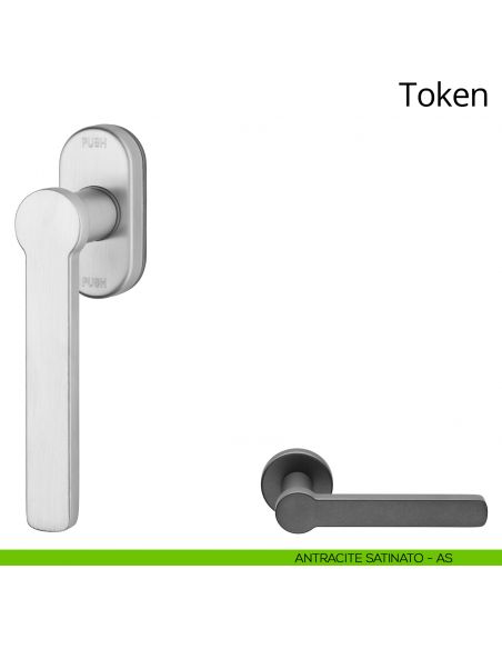 Maniglia per finestra martellina DK antintrusione Token Zincral Linea Calì - antracite satinato