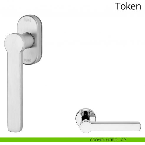 Maniglia per finestra martellina DK antintrusione Token Zincral Linea Calì - cromo lucido
