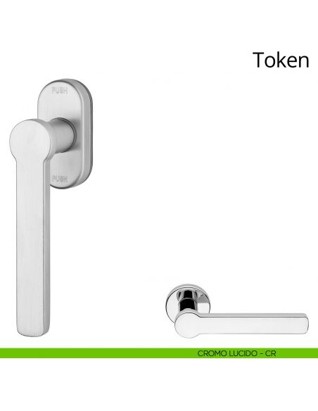 Maniglia per finestra martellina DK antintrusione Token Zincral Linea Calì - cromo lucido