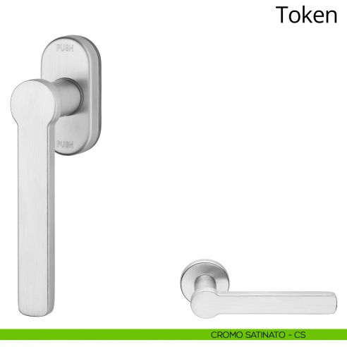 Maniglia per finestra martellina DK antintrusione Token Zincral Linea Calì - cromo satinato