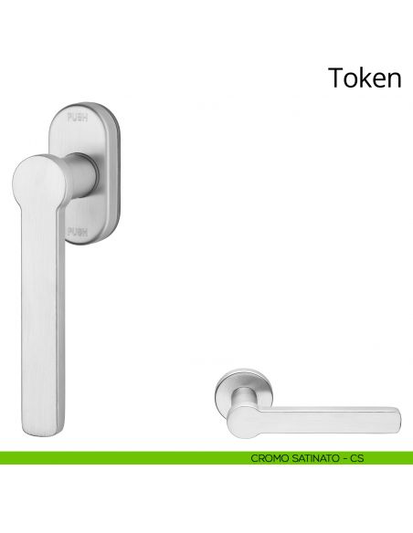 Maniglia per finestra martellina DK antintrusione Token Zincral Linea Calì - cromo satinato