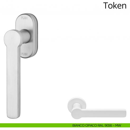 Maniglia per finestra martellina DK antintrusione Token Zincral Linea Calì - bianco opaco RAL9016