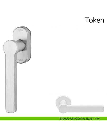 Maniglia per finestra martellina DK antintrusione Token Zincral Linea Calì - bianco opaco RAL9016