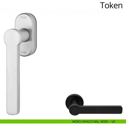 Maniglia per finestra martellina DK antintrusione Token Zincral Linea Calì - nero opaco RAL9005