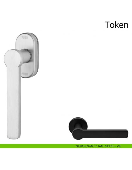 Maniglia per finestra martellina DK antintrusione Token Zincral Linea Calì - nero opaco RAL9005