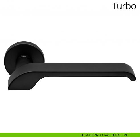 Maniglia per porta interna Turbo Zincral Linea Calì rosetta tonda - nero opaco RAL9005