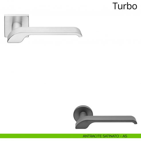 Maniglia per porta interna Turbo Zincral Linea Calì rosetta quadrata - antracite satinato