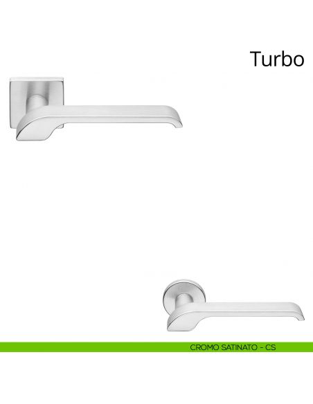 Maniglia per porta interna Turbo Zincral Linea Calì rosetta quadrata - cromo satinato