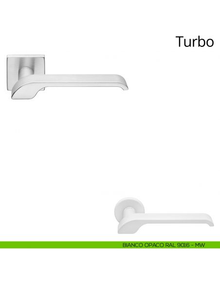 Maniglia per porta interna Turbo Zincral Linea Calì rosetta quadrata - bianco opaco RAL9016
