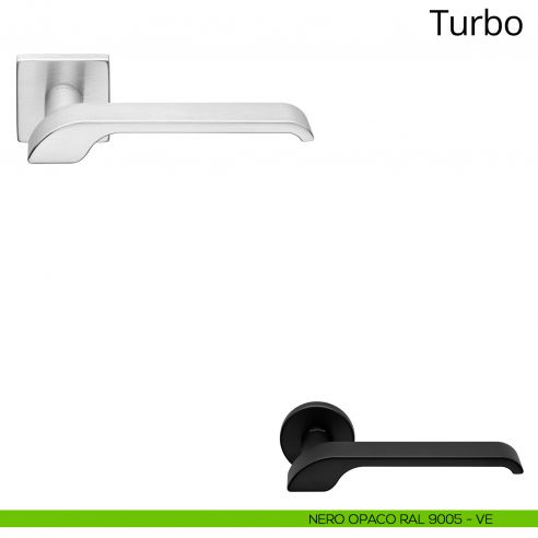 Maniglia per porta interna Turbo Zincral Linea Calì rosetta quadrata - nero opaco RAL9005