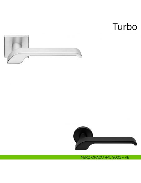 Maniglia per porta interna Turbo Zincral Linea Calì rosetta quadrata - nero opaco RAL9005