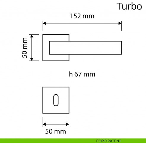 Maniglia per porta interna Turbo Zincral Linea Calì rosetta quadrata - foro patent