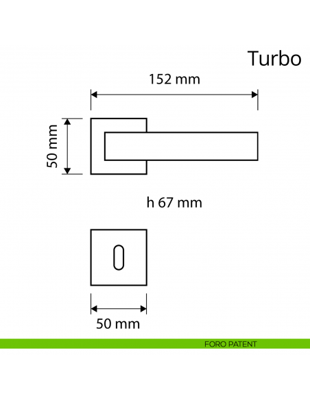 Maniglia per porta interna Turbo Zincral Linea Calì rosetta quadrata - foro patent