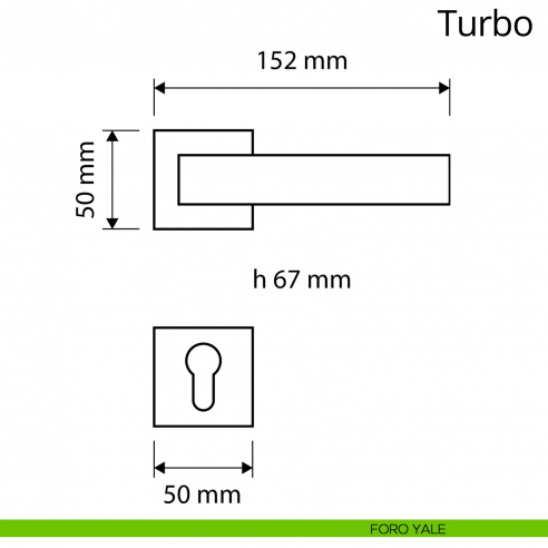 Maniglia per porta interna Turbo Zincral Linea Calì rosetta quadrata - foro yale