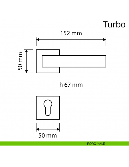 Maniglia per porta interna Turbo Zincral Linea Calì rosetta quadrata - foro yale