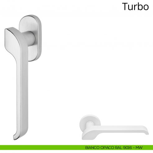 Maniglia per finestra martellina DK Turbo Zincral Linea Calì - bianco opaco RAL9016