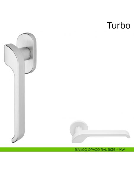 Maniglia per finestra martellina DK Turbo Zincral Linea Calì - bianco opaco RAL9016