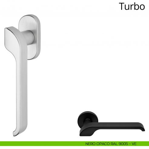 Maniglia per finestra martellina DK Turbo Zincral Linea Calì - nero opaco RAL9005