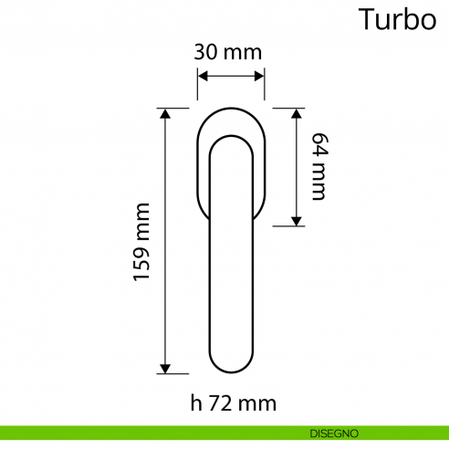 Maniglia per finestra martellina DK Turbo Zincral Linea Calì - disegno