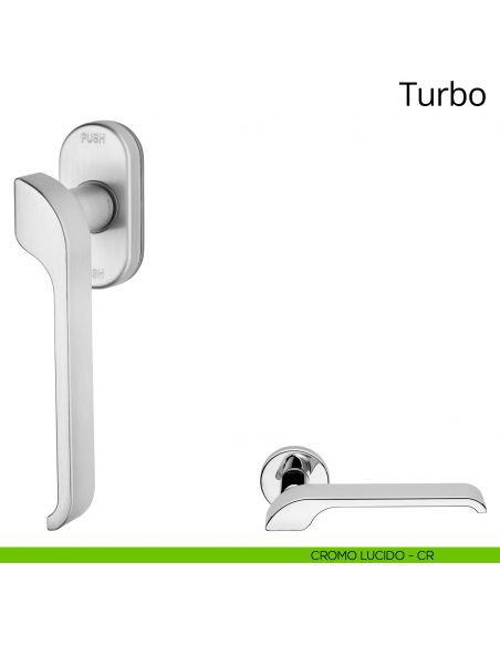 Maniglia per finestra martellina DK antintrusione Turbo Zincral Linea Calì - cromo lucido