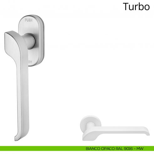 Maniglia per finestra martellina DK antintrusione Turbo Zincral Linea Calì - bianco opaco RAL9016