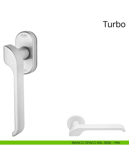 Maniglia per finestra martellina DK antintrusione Turbo Zincral Linea Calì - bianco opaco RAL9016