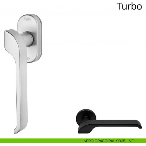 Maniglia per finestra martellina DK antintrusione Turbo Zincral Linea Calì - nero opaco RAL9005