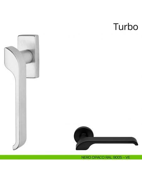 Maniglia per finestra DK Turbo Zincral Linea Calì - nero opaco RAL9005