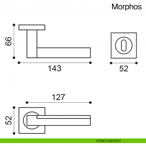 Maniglia per porta Morphos Manital foro patent