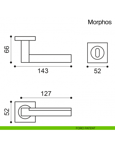 Maniglia per porta Morphos Manital foro patent