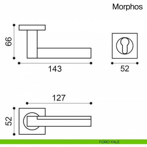 Maniglia per porta Morphos Manital foro yale