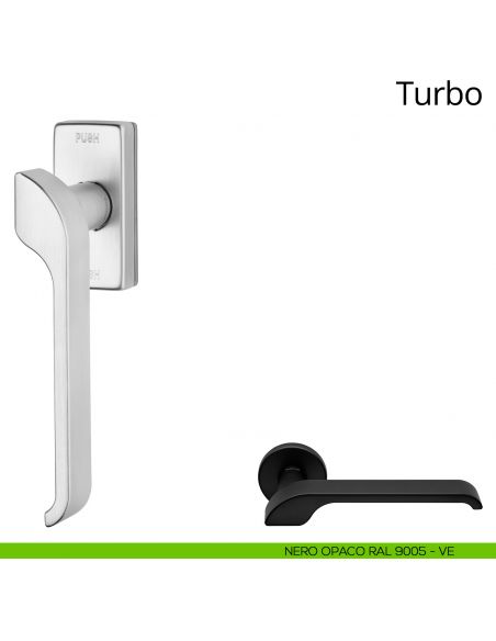 Maniglia per finestra DK antintrusione Turbo Zincral Linea Calì - nero opaco RAL9016