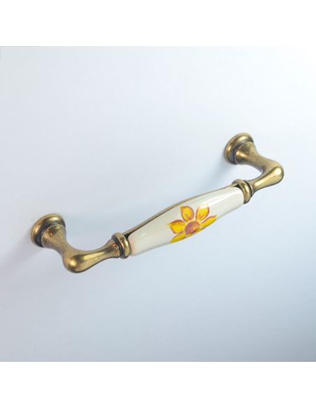 Maniglia per mobile ceramica avorio decorata Metal Style