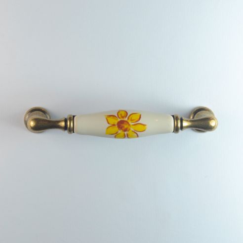 Maniglia per mobile ceramica avorio decorata Metal Style