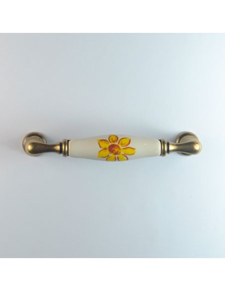 Maniglia per mobile ceramica avorio decorata Metal Style