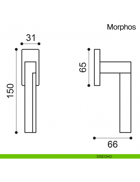 Maniglia martellina DK per finestra Morphos Manital disegno