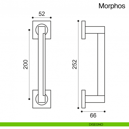 Maniglione per porta Morphos Manital con rosette disegno
