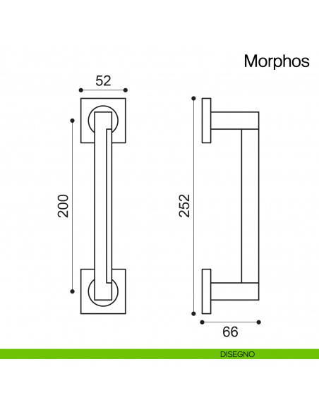 Maniglione per porta Morphos Manital con rosette disegno