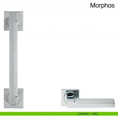 Maniglione per porta Morphos Manital con rosette cromato