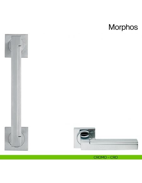 Maniglione per porta Morphos Manital con rosette cromato