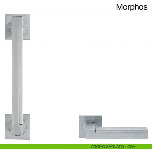 Maniglione per porta Morphos Manital con rosette cromato satinato